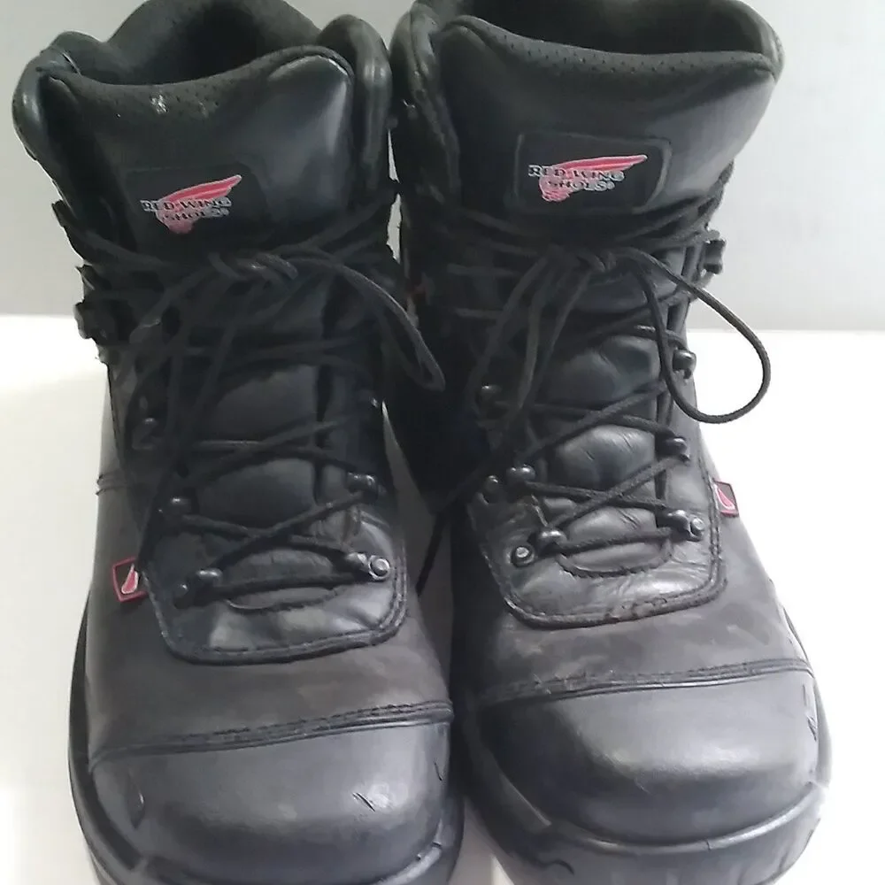 Red Wing Shoes Work Boots Safety Toe EH Rated Black Leather USA Made‎ 10.5